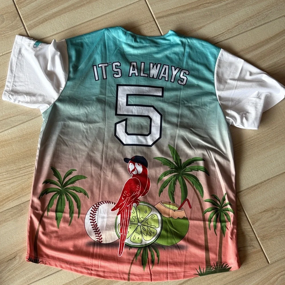 Margaritaville Red Sox 5o’clock somewhere Button-Down Jersey - Picture 3 of 4